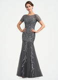 Yesenia Trumpet/Mermaid Scoop Neck Floor-Length Tulle Lace Mother of the Bride Dress With Beading Sequins STI126P0014767