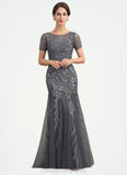 Yesenia Trumpet/Mermaid Scoop Neck Floor-Length Tulle Lace Mother of the Bride Dress With Beading Sequins STI126P0014767