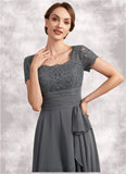 Willow A-Line Square Neckline Floor-Length Chiffon Lace Mother of the Bride Dress With Ruffle Sequins STI126P0014770