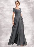 Willow A-Line Square Neckline Floor-Length Chiffon Lace Mother of the Bride Dress With Ruffle Sequins STI126P0014770