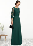 Madyson A-Line Scoop Neck Floor-Length Chiffon Lace Mother of the Bride Dress With Beading Sequins STI126P0014773