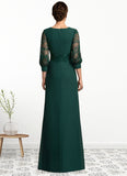 Madyson A-Line Scoop Neck Floor-Length Chiffon Lace Mother of the Bride Dress With Beading Sequins STI126P0014773