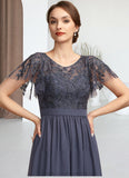 Asia A-Line Scoop Neck Floor-Length Chiffon Lace Mother of the Bride Dress With Sequins STI126P0014775