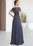 Asia A-Line Scoop Neck Floor-Length Chiffon Lace Mother of the Bride Dress With Sequins STI126P0014775