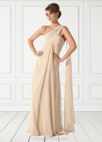 Paola Empire One-Shoulder Floor-Length Chiffon Mother of the Bride Dress With Ruffle STI126P0014777