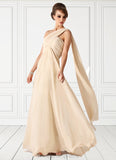 Paola Empire One-Shoulder Floor-Length Chiffon Mother of the Bride Dress With Ruffle STI126P0014777