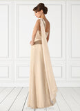 Paola Empire One-Shoulder Floor-Length Chiffon Mother of the Bride Dress With Ruffle STI126P0014777