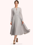 Anastasia A-Line Scoop Neck Tea-Length Chiffon Mother of the Bride Dress With Bow(s) STI126P0014779