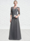 Tiffany A-Line/Princess Scoop Neck Floor-Length Tulle Mother of the Bride Dress With Beading Sequins STI126P0014782