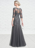 Tiffany A-Line/Princess Scoop Neck Floor-Length Tulle Mother of the Bride Dress With Beading Sequins STI126P0014782