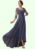 Abbigail A-Line Sweetheart Asymmetrical Chiffon Lace Mother of the Bride Dress With Beading Sequins STI126P0014783