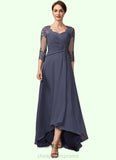 Abbigail A-Line Sweetheart Asymmetrical Chiffon Lace Mother of the Bride Dress With Beading Sequins STI126P0014783