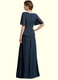 Alice A-Line Scoop Neck Floor-Length Chiffon Mother of the Bride Dress With Beading Sequins STI126P0014787