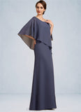 Everly A-Line Scoop Neck Floor-Length Chiffon Mother of the Bride Dress With Beading STI126P0014793