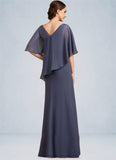 Everly A-Line Scoop Neck Floor-Length Chiffon Mother of the Bride Dress With Beading STI126P0014793