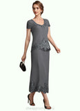 Marin A-Line Scoop Neck Tea-Length Chiffon Lace Mother of the Bride Dress With Sequins STI126P0014800