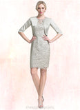 Chloe Sheath/Column Scoop Neck Knee-Length Lace Mother of the Bride Dress STI126P0014802