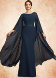 Aleena Sheath/Column Scoop Neck Floor-Length Chiffon Mother of the Bride Dress With Lace Sequins STI126P0014806