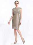 Miley Sheath/Column Scoop Neck Knee-Length Taffeta Mother of the Bride Dress STI126P0014808