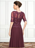 Violet A-Line Scoop Neck Floor-Length Chiffon Lace Mother of the Bride Dress With Beading Sequins STI126P0014810