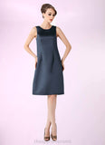 Annabella Sheath/Column Scoop Neck Knee-Length Satin Mother of the Bride Dress STI126P0014812