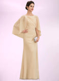 Sabrina A-Line Scoop Neck Floor-Length Chiffon Mother of the Bride Dress With Ruffle Beading Sequins STI126P0014827