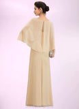 Sabrina A-Line Scoop Neck Floor-Length Chiffon Mother of the Bride Dress With Ruffle Beading Sequins STI126P0014827