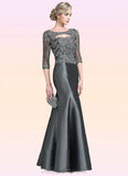 Cadence Trumpet/Mermaid Scoop Neck Floor-Length Taffeta Mother of the Bride Dress With Beading Appliques Lace Sequins STI126P0014832