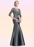 Cadence Trumpet/Mermaid Scoop Neck Floor-Length Taffeta Mother of the Bride Dress With Beading Appliques Lace Sequins STI126P0014832