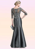 Cadence Trumpet/Mermaid Scoop Neck Floor-Length Taffeta Mother of the Bride Dress With Beading Appliques Lace Sequins STI126P0014832