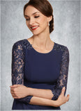 Victoria Sheath/Column Scoop Neck Knee-Length Lace Stretch Crepe Mother of the Bride Dress With Sequins STI126P0014840