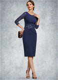 Victoria Sheath/Column Scoop Neck Knee-Length Lace Stretch Crepe Mother of the Bride Dress With Sequins STI126P0014840