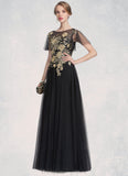 Cynthia A-Line/Princess Scoop Neck Floor-Length Tulle Mother of the Bride Dress With Lace STI126P0014841