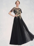 Cynthia A-Line/Princess Scoop Neck Floor-Length Tulle Mother of the Bride Dress With Lace STI126P0014841