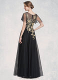 Cynthia A-Line/Princess Scoop Neck Floor-Length Tulle Mother of the Bride Dress With Lace STI126P0014841