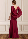 Kali Trumpet/Mermaid Scoop Neck Floor-Length Chiffon Mother of the Bride Dress With Ruffle STI126P0014842