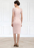 Madisyn Sheath/Column Scoop Neck Knee-Length Lace Stretch Crepe Mother of the Bride Dress STI126P0014843