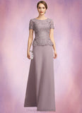 Erika A-Line Scoop Neck Floor-Length Chiffon Lace Mother of the Bride Dress STI126P0014846