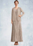 Prudence A-Line V-neck Ankle-Length Chiffon Lace Mother of the Bride Dress STI126P0014851