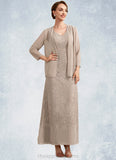 Prudence A-Line V-neck Ankle-Length Chiffon Lace Mother of the Bride Dress STI126P0014851