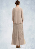 Prudence A-Line V-neck Ankle-Length Chiffon Lace Mother of the Bride Dress STI126P0014851