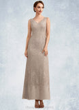 Prudence A-Line V-neck Ankle-Length Chiffon Lace Mother of the Bride Dress STI126P0014851