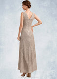 Prudence A-Line V-neck Ankle-Length Chiffon Lace Mother of the Bride Dress STI126P0014851