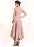 Lorelai A-Line V-neck Ankle-Length Chiffon Mother of the Bride Dress With Appliques Lace Sequins STI126P0014855