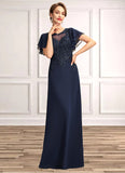 Michelle A-Line Scoop Neck Floor-Length Chiffon Lace Mother of the Bride Dress With Sequins STI126P0014857