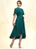 Joanna A-Line Scoop Neck Asymmetrical Chiffon Mother of the Bride Dress With Ruffle Bow(s) STI126P0014859