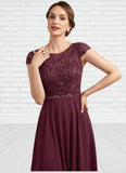 Fernanda A-Line Scoop Neck Floor-Length Chiffon Lace Mother of the Bride Dress With Beading Sequins STI126P0014863