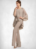 Erika Jumpsuit/Pantsuit Scoop Neck Floor-Length Chiffon Mother of the Bride Dress STI126P0014864