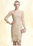 Raquel Sheath/Column Scoop Neck Knee-Length Lace Mother of the Bride Dress STI126P0014865