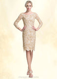 Raquel Sheath/Column Scoop Neck Knee-Length Lace Mother of the Bride Dress STI126P0014865